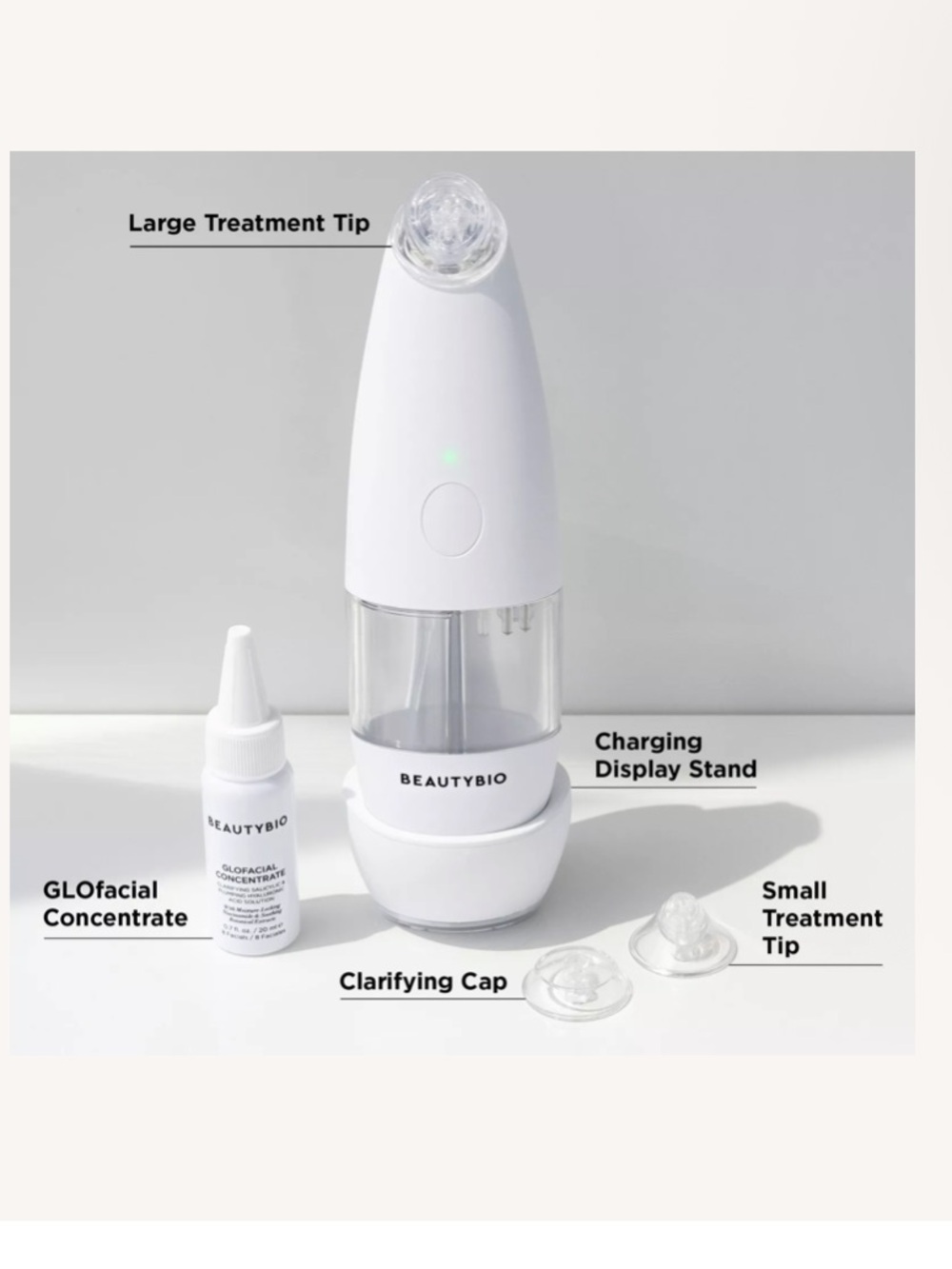 GLOfacial Hydro-Infusion Pore
Cleansing + Blue LED Clarifying Tool
